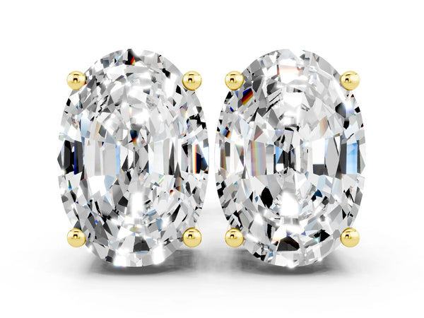 Yellow gold Oval Cut Moissanite Stud Earrings