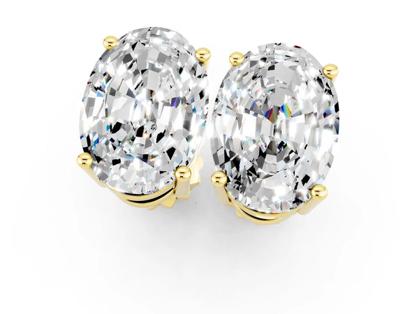 Yellow gold Oval Cut Moissanite Stud Earrings