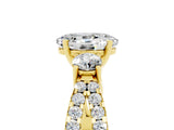 Yellow gold Oval Cut Moissanite Three-Stone Ring with Pavé Split Shank and Four-Prong Setting_17