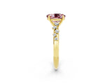 Yellow gold Oval Cut Morganite Cluster Side Stone Solitaire Ring with Prong Setting_26