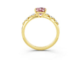 Yellow gold Oval Cut Morganite Cluster Side Stone Solitaire Ring with Prong Setting_27