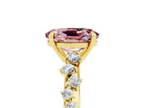 Yellow gold Oval Cut Morganite Cluster Side Stone Solitaire Ring with Prong Setting_29
