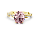 Yellow gold Oval Cut Morganite Engagement Ring with Side Stone Accents and Four-Prong Setting_27