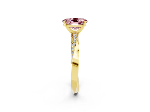 Yellow gold Oval Cut Morganite Engagement Ring with Side Stone Accents and Four-Prong Setting_29