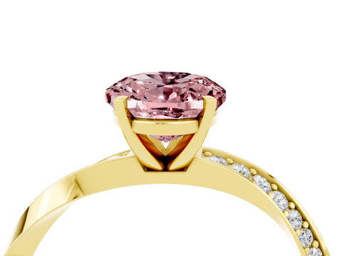 Yellow gold Oval Cut Morganite Engagement Ring with Side Stone Accents and Four-Prong Setting_31