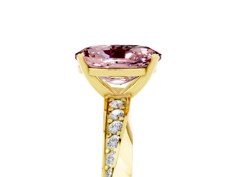 Yellow gold Oval Cut Morganite Engagement Ring with Side Stone Accents and Four-Prong Setting_32