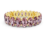 Yellow gold Oval Cut Morganite Eternity Band with Shared Prong Setting
