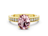 Yellow gold Oval Cut Morganite Milgrain Pavé Engagement Ring with Four-Prong Setting_12