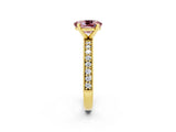 Yellow gold Oval Cut Morganite Milgrain Pavé Engagement Ring with Four-Prong Setting_14