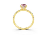 Yellow gold Oval Cut Morganite Pave Band Solitaire Ring with Four-Prong Setting_27