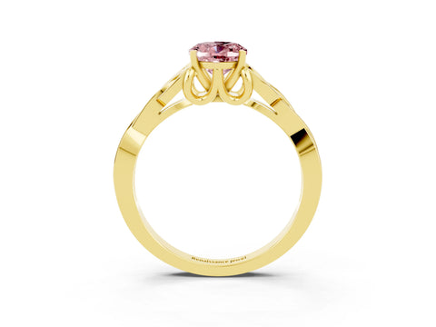 Yellow gold Oval Cut Morganite Solitaire Celtic Knot Ring with Four-Prong Setting_15