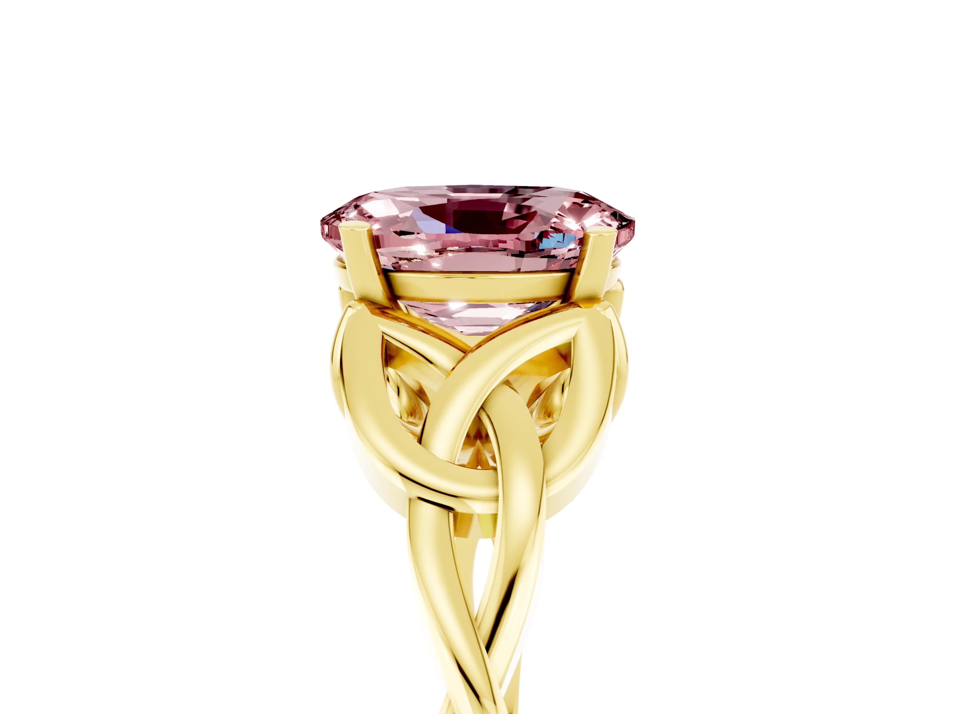 Yellow gold Oval Cut Morganite Solitaire Celtic Knot Ring with Four-Prong Setting_17