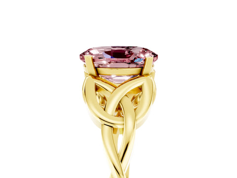 Yellow gold Oval Cut Morganite Solitaire Celtic Knot Ring with Four-Prong Setting_17