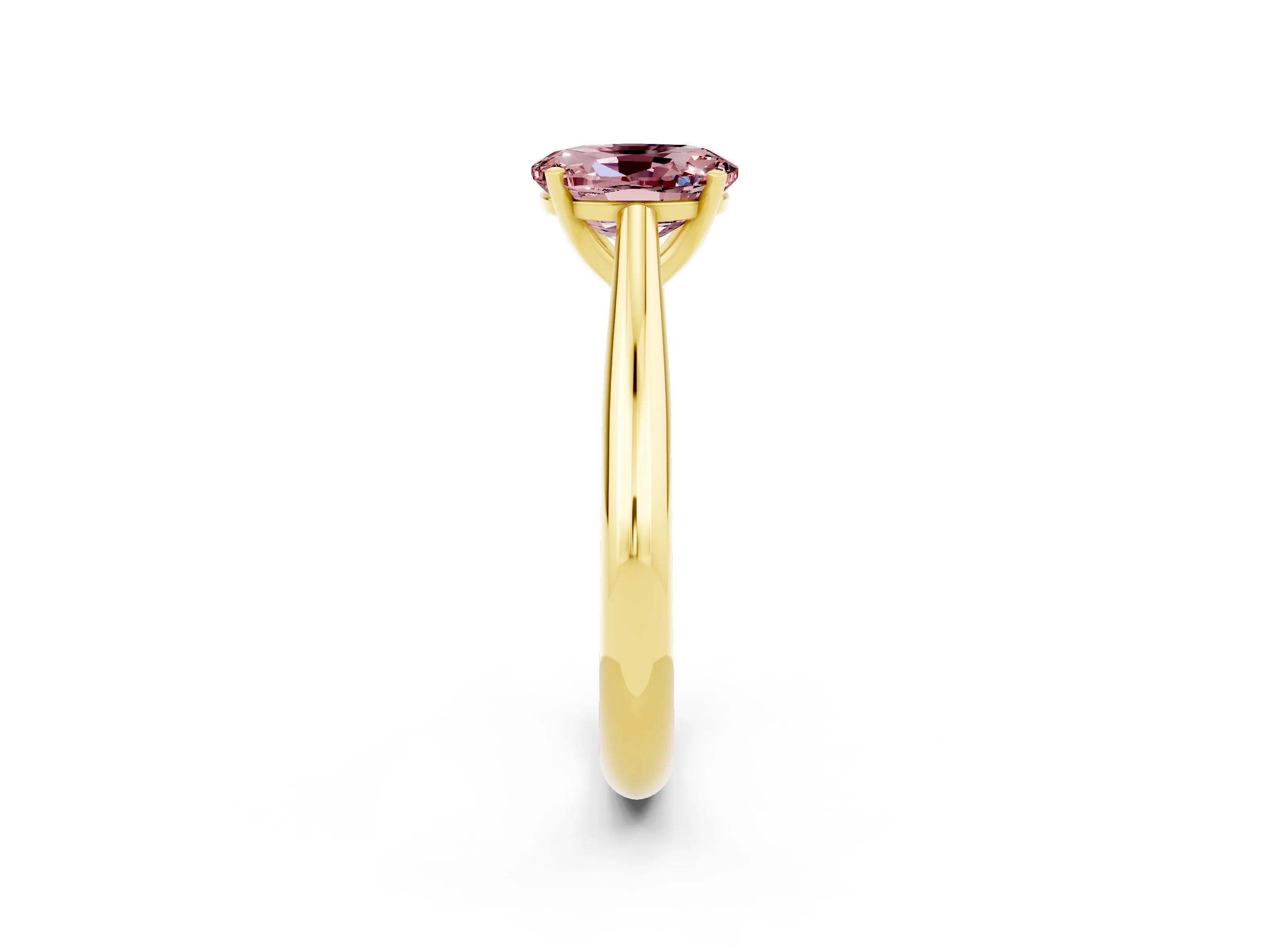 Yellow gold Oval Cut Morganite Solitaire Engagement Ring with Cathedral Setting and Four-Prong Mount_14