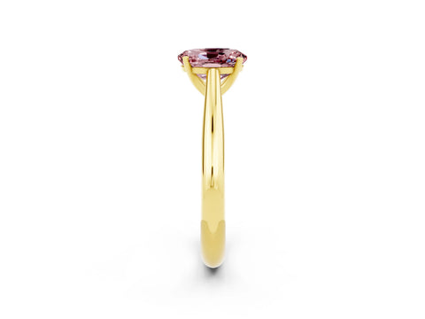 Yellow gold Oval Cut Morganite Solitaire Engagement Ring with Cathedral Setting and Four-Prong Mount_14