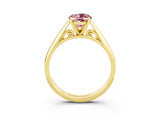 Yellow gold Oval Cut Morganite Solitaire Engagement Ring with Cathedral Setting and Four-Prong Mount_21