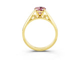 Yellow gold Oval Cut Morganite Solitaire Engagement Ring with Cathedral Setting and Four-Prong Mount_27