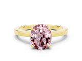 Yellow gold Oval Cut Morganite Solitaire Engagement Ring with Classic Band and Four-Prong Setting_24