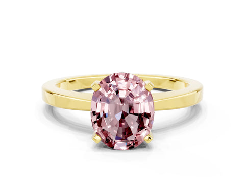 Yellow gold Oval Cut Morganite Solitaire Engagement Ring with Classic Band and Four-Prong Setting_24