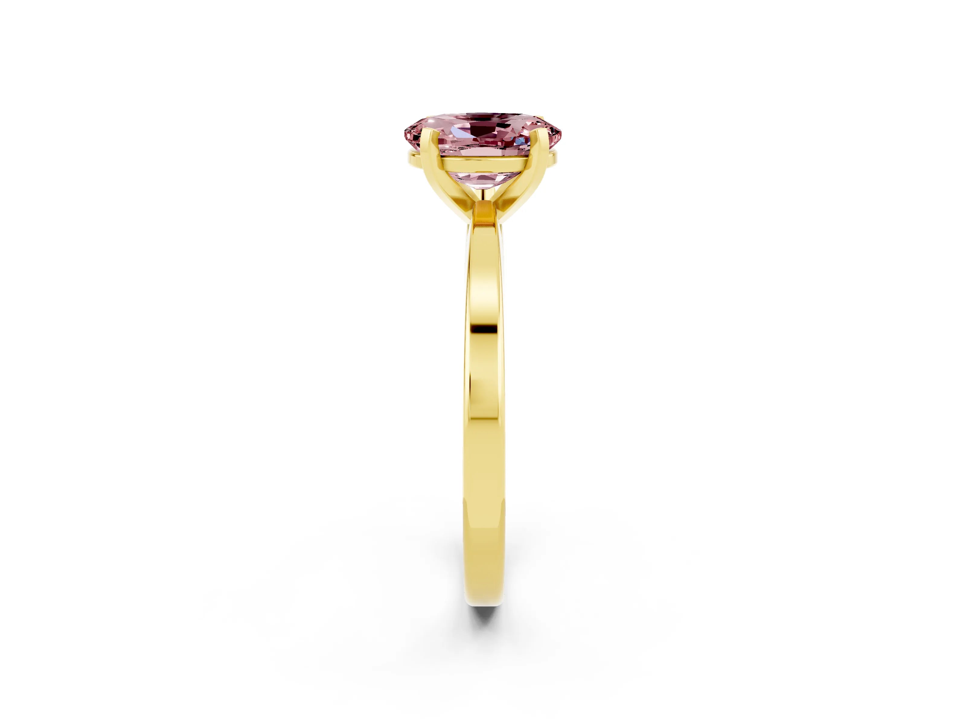 Yellow gold Oval Cut Morganite Solitaire Engagement Ring with Classic Band and Four-Prong Setting_26