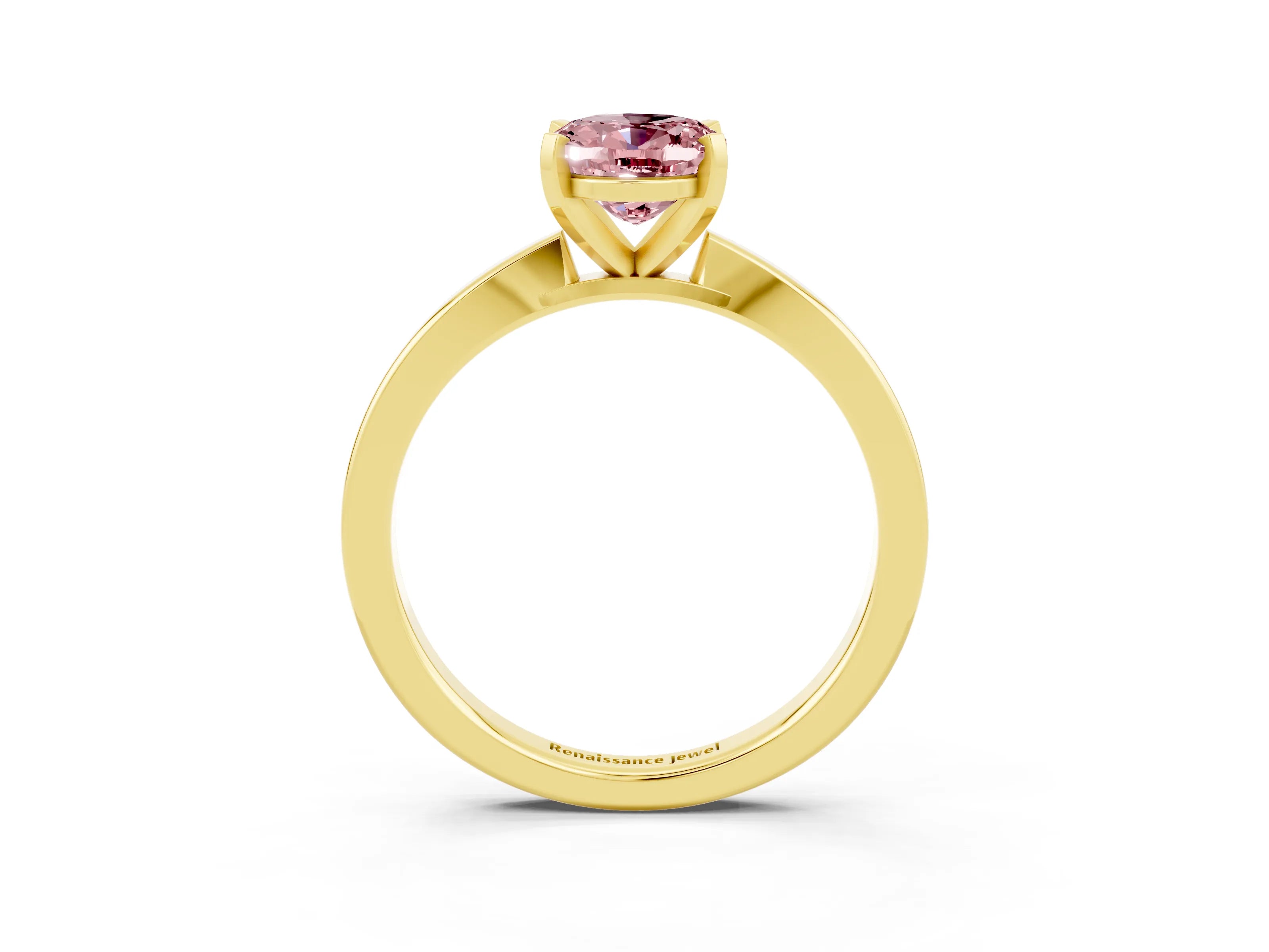 Yellow gold Oval Cut Morganite Solitaire Engagement Ring with Classic Band and Four-Prong Setting_27
