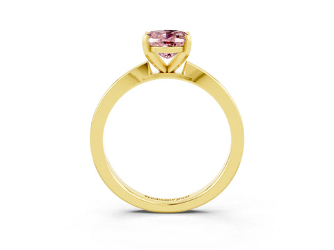Yellow gold Oval Cut Morganite Solitaire Engagement Ring with Classic Band and Four-Prong Setting_27