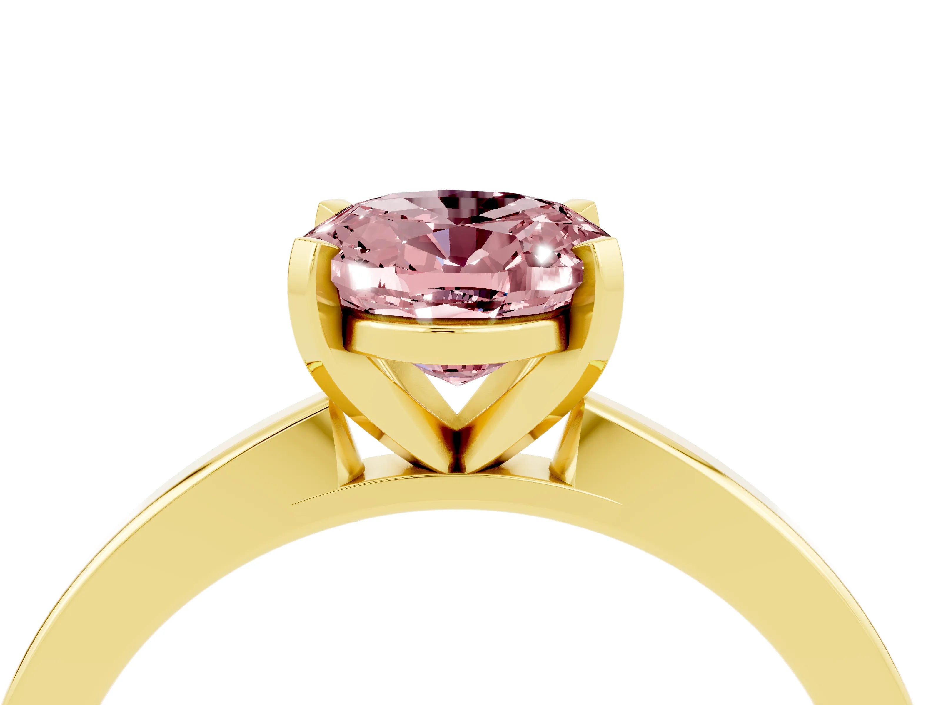 Yellow gold Oval Cut Morganite Solitaire Engagement Ring with Classic Band and Four-Prong Setting_28