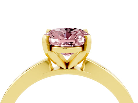 Yellow gold Oval Cut Morganite Solitaire Engagement Ring with Classic Band and Four-Prong Setting_28