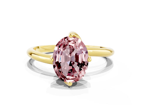 Yellow gold Oval Cut Morganite Solitaire Engagement Ring with Four-Prong Setting and Classic Band_12