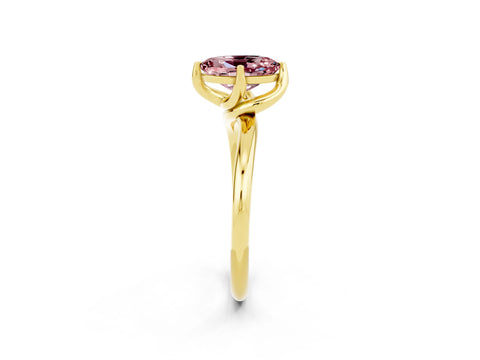 Yellow gold Oval Cut Morganite Solitaire Engagement Ring with Four-Prong Setting and Classic Band_14