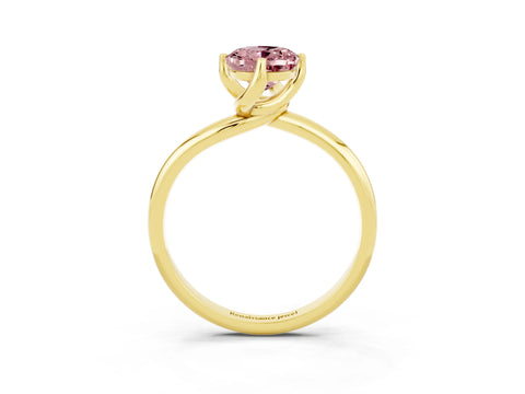 Yellow gold Oval Cut Morganite Solitaire Engagement Ring with Four-Prong Setting and Classic Band_15