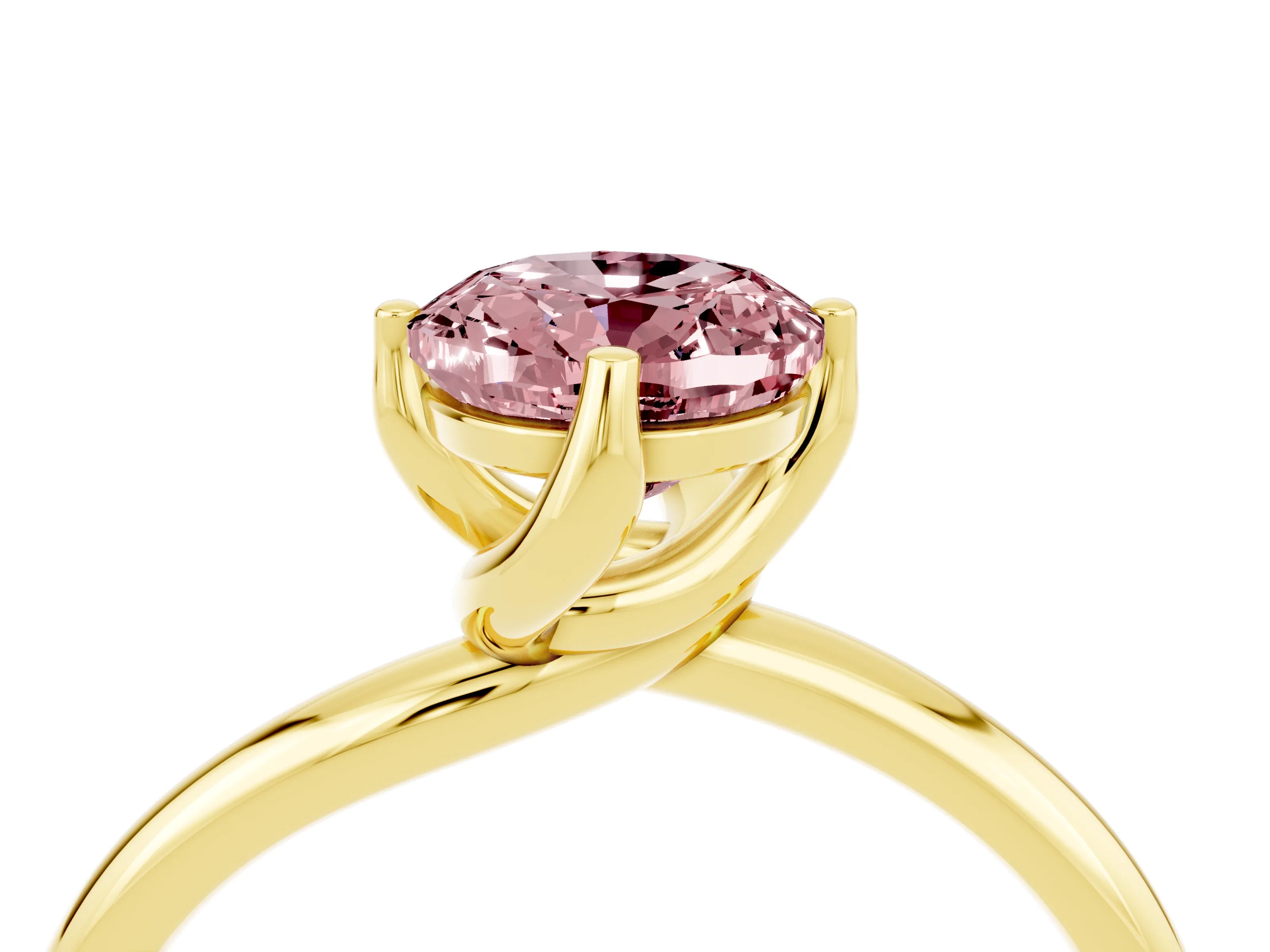Yellow gold Oval Cut Morganite Solitaire Engagement Ring with Four-Prong Setting and Classic Band_16