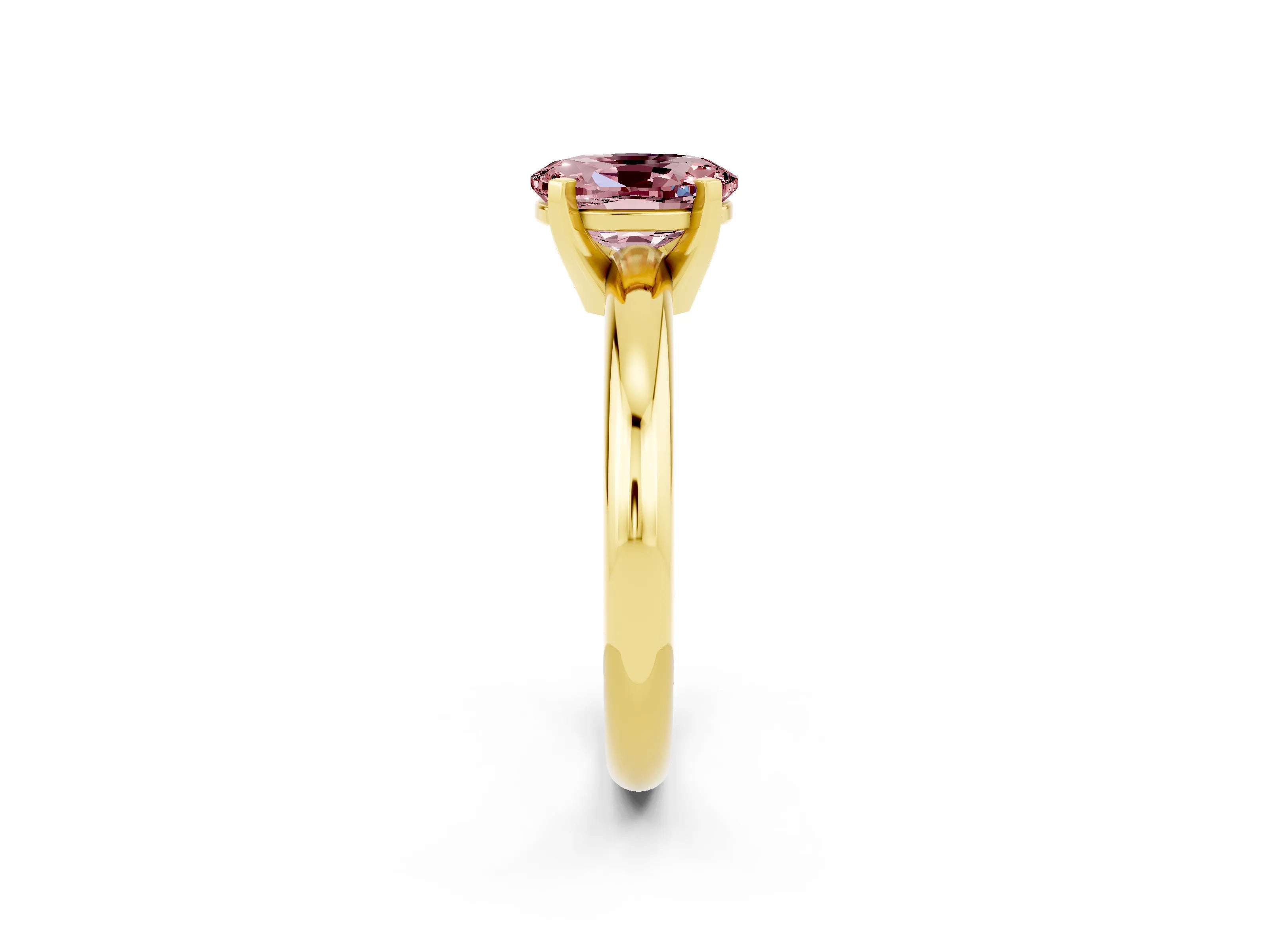 Yellow gold Oval Cut Morganite Solitaire Engagement Ring with Round Band and Four-Prong Setting_2
