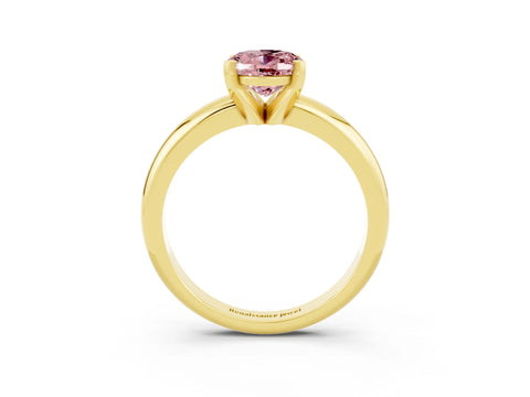 Yellow gold Oval Cut Morganite Solitaire Engagement Ring with Round Band and Four-Prong Setting_3