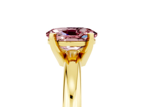 Yellow gold Oval Cut Morganite Solitaire Engagement Ring with Round Band and Four-Prong Setting_5