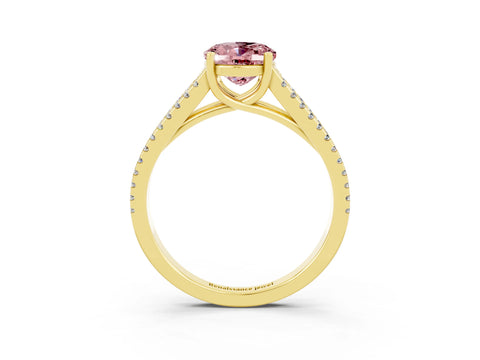 Yellow gold Oval Cut Morganite Solitaire Engagement Ring with Split Shank Pavé Band_3