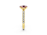 Yellow gold Oval Cut Morganite Solitaire Pavé Band with Four-Prong Setting_2