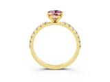 Yellow gold Oval Cut Morganite Solitaire Pavé Band with Four-Prong Setting_3