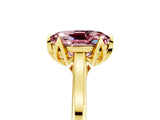 Yellow gold Oval Cut Morganite Solitaire Ring with Flower Prong Setting and Classic Band_17