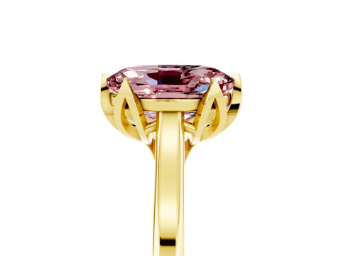 Yellow gold Oval Cut Morganite Solitaire Ring with Flower Prong Setting and Classic Band_17
