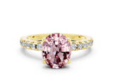 Yellow gold Oval Cut Morganite Solitaire Ring with Pavé Band and Four-Prong Setting_24