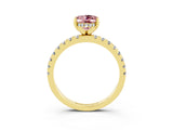 Yellow gold Oval Cut Morganite Solitaire Ring with Pavé Band and Four-Prong Setting_27