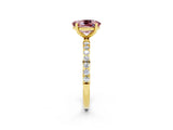 Yellow gold Oval Cut Morganite Solitaire Ring with Pave Band and Four Prong Setting_14