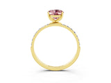 Yellow gold Oval Cut Morganite Solitaire Ring with Pave Band and Four Prong Setting_15