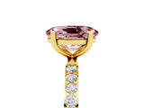 Yellow gold Oval Cut Morganite Solitaire Ring with Pave Band and Four Prong Setting_17