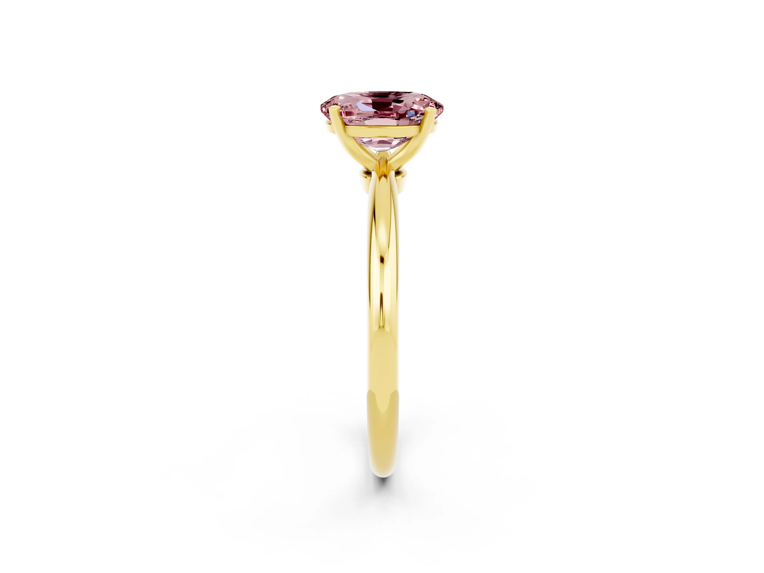 Yellow gold Oval Cut Morganite Solitaire Ring with Six-Prong Setting and Classic Band_2