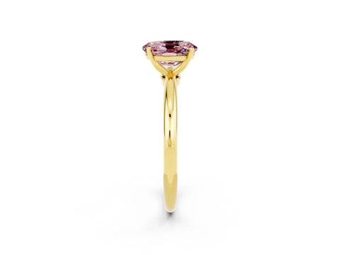 Yellow gold Oval Cut Morganite Solitaire Ring with Six-Prong Setting and Classic Band_2