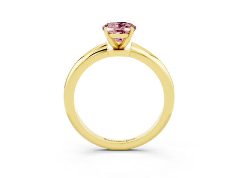 Yellow gold Oval Cut Morganite Solitaire Ring with Six-Prong Setting and Classic Band_3