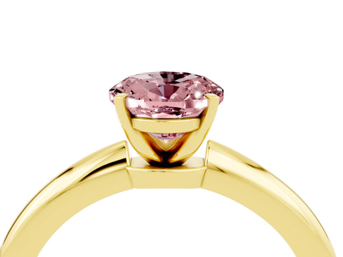 Yellow gold Oval Cut Morganite Solitaire Ring with Six-Prong Setting and Classic Band_4