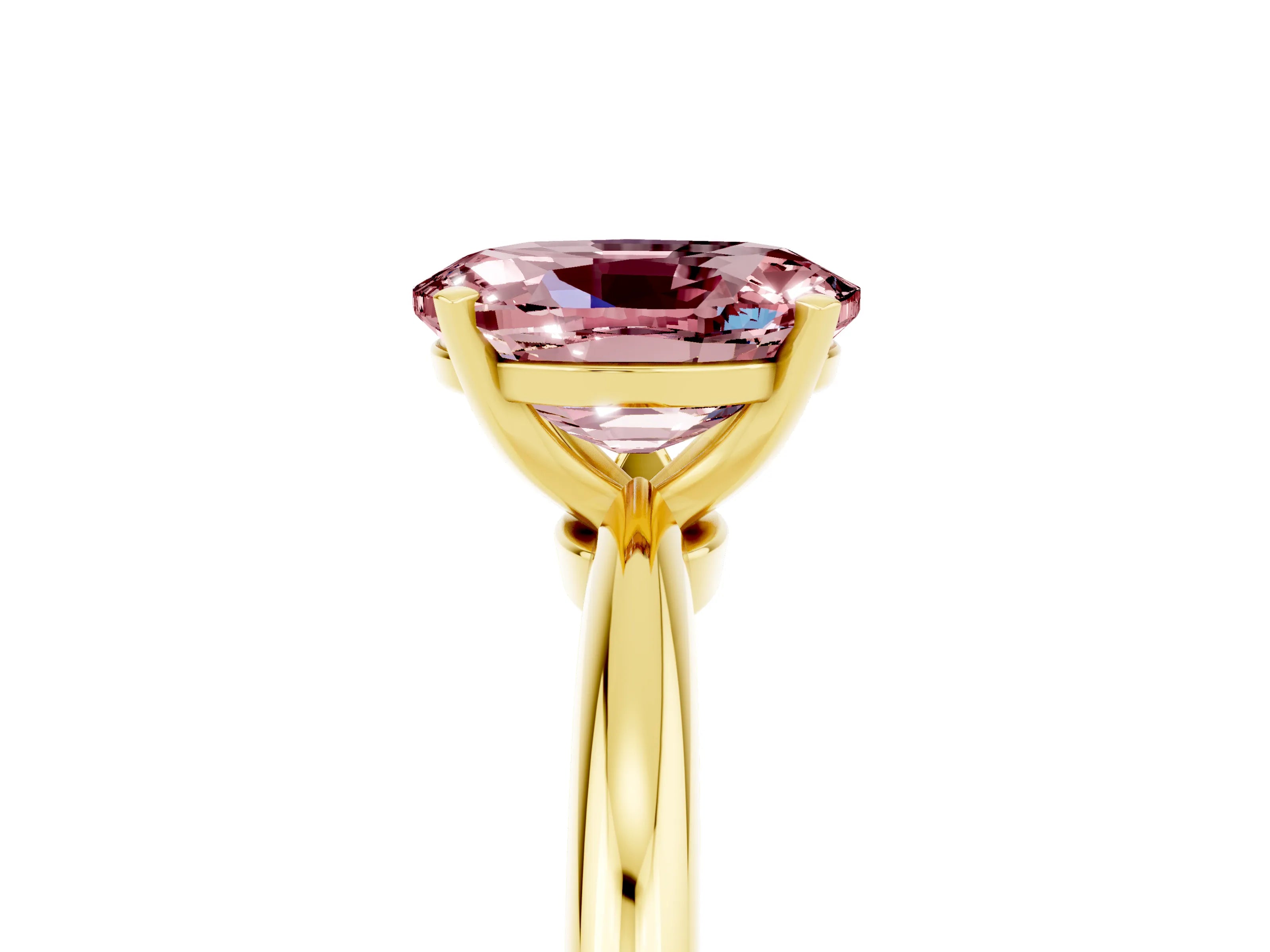 Yellow gold Oval Cut Morganite Solitaire Ring with Six-Prong Setting and Classic Band_5